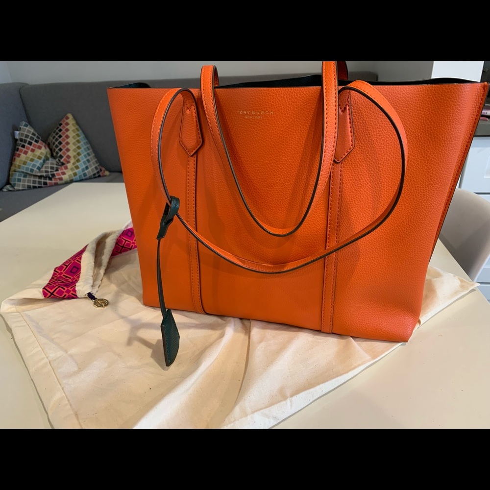 Tory Burch, orange large tote and dust cover